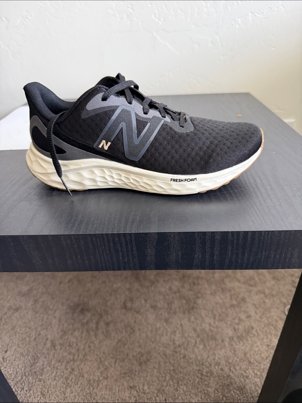 New Balance Black Athletic Running Shoes with Cream Midsole